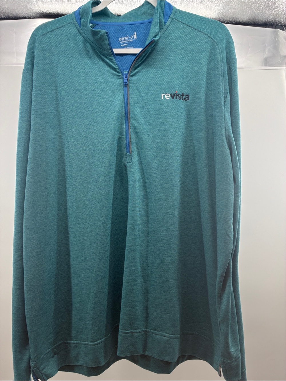 johnnie-O Teal Zip-Up Pullover Sweater